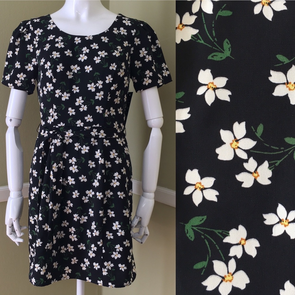 Trixxi A-Line White Flowers, Floral, Short Sleeve